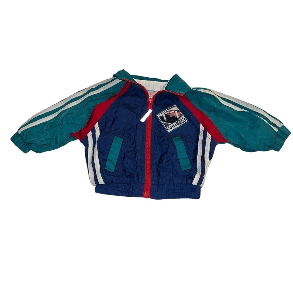 Vintage 90s W.T. Outerwear 12 Months  Toddler Football Track Jacket Windbreaker - Picture 3 of 8